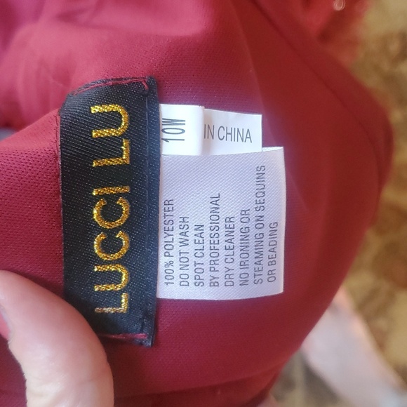 Lucci Lu Formal Elegant Burgandy Embellished Lace Maxi Sz. 10 Event Gown NWT - Picture 9 of 16